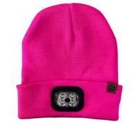 Six Peaks LED Lighted Beanie Hat, Hands-Free Headlamp Cap for Outdoor Activities, 4 Modes, Rechargeable, 200 Lumen, One Size Fits Most, Pink