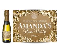 Six Personalised Labels for mini Champagne or mini Wine Bottles Gold Baroque Effect - Wedding Favour, Hen Party, Engagement, Anniversary, Birthday, Any Occasion Gift