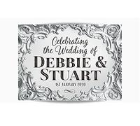 Six Personalised Labels for mini Champagne or mini Wine Bottles Silver Baroque Effect - Wedding Favour, Hen Party, Engagement, Anniversary, Birthday, Any Occasion Gift