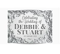 Six Personalised Labels for mini Champagne or mini Wine Bottles Silver Baroque Effect - Wedding Favour, Hen Party, Engagement, Anniversary, Birthday, Any Occasion Gift