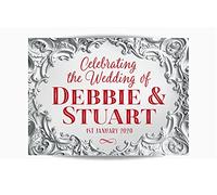 Six Personalised Labels for mini Champagne or mini Wine Bottles Silver Baroque Effect - Wedding Favour, Hen Party, Engagement, Anniversary, Birthday, Any Occasion Gift