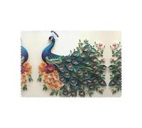 Six piece set of oil proof and heat-insulating placemats WZYWHJ Beautiful champagne peacock Picture dining plates
