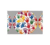 Six piece set of oil proof and heat-insulating placemats WZYWHJ Colorful hand prints in a circle Picture dining plates
