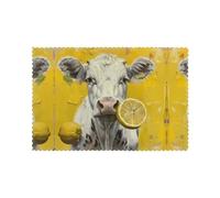 Six piece set of oil proof and heat-insulating placemats WZYWHJ Lemon Cow Picture dining plates