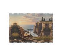 Six piece set of oil proof and heat-insulating placemats WZYWHJ Looking out to sea Printed dining plates
