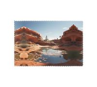Six piece set of oil proof and heat-insulating placemats WZYWHJ Source of water in the desert Printed dining plates