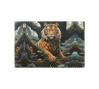 Six piece set of oil proof and heat-insulating placemats WZYWHJ Tiger behind the tree Printed dining plates
