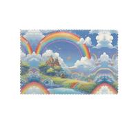 Six piece set of oil proof and heat-insulating placemats WZYWHJ Village under the rainbow Printed dining plates