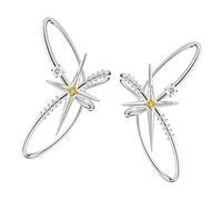 Six-Point Star Rhinestone Ear Cuffs No Piercing Required Clip on Earrings, Sparkling Crystal Hexagram Ear Wrap Crystals Climber