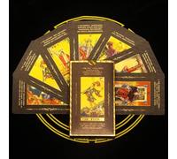 Six-pointed Star Divination Tarot Card Wooden Box Gift Box Pvc Gold Leaf Table Game Prediction Set Luxury Waterproof Belt Manual