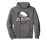 Six Rugby Nations Pullover Hoodie, Adult Unisex, Asphalt Grey, Large