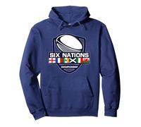 Six Rugby Nations Pullover Hoodie, Adult Unisex, Navy Blue, Small