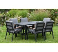 Garden Gear 6 Seat Aluminium Dining Set w/ Grey Cushion, Grey