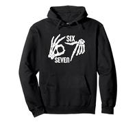 Six Seven 6 7 Meme Funny Skeleton Hands Gothic Halloween Pullover Hoodie