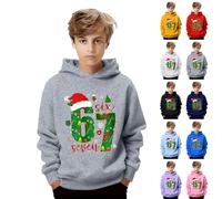 Six Seven 67 Christmas Kids Hoodie Long Sleeve Pullover Sweatshirt, 6 7 Meme Jumper with Holiday Hat Theme Print, Fashion Xmas Hoodies for Boys and Girls, Comfortable Soft Fabric Casual Oversized