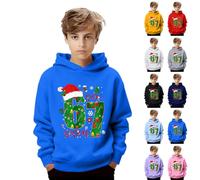Six Seven 67 Christmas Kids Hoodie Long Sleeve Pullover Sweatshirt, 6 7 Meme Jumper with Holiday Hat Theme Print, Fashion Xmas Hoodies for Boys and Girls, Comfortable Soft Fabric Casual Oversized