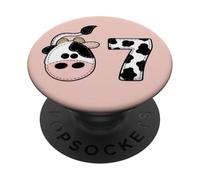 Six Seven 67 Cow Print Numbers 6 and 7 Animal Lovers Farm PopSockets Adhesive PopGrip