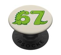 Six Seven 67 Dinosaur Numbers 6 and 7 Animal Lovers PopSockets Adhesive PopGrip