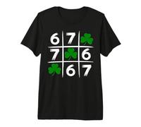 Six Seven 67 Meme 6 7 St Patricks Day Shamrock Boys Men Premium T-Shirt
