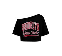 Six Seven 67 Shirt for Women Off The Shoulder Crop Tops Funny 6 7 Meme Bruh Graphic Tee, Brooklyn-black, XXL