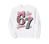 Six Seven 67 Valentine Checkerboard Leopard 67 Girlie Sweatshirt