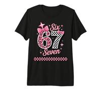 Six Seven 67 Valentine Checkerboard Leopard Girly Trendy Premium T-Shirt