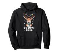 Six Seven Bruh Funny Reindeer Lights 6 7 Pullover Hoodie