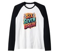 Six Seven Bruh Halloween Meme Saying Skeleton 67 Retro Boys Raglan Baseball Tee