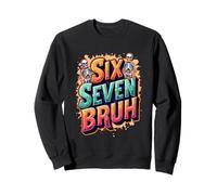 Six Seven Bruh Halloween Meme Saying Skeleton 67 Retro Boys Sweatshirt