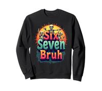 Six Seven Bruh Halloween Meme Saying Skeleton 67 Retro Boys Sweatshirt