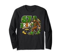 Six Seven Bruh Sasquatch 67 St Patricks Day Shamrock Bigfoot Long Sleeve T-Shirt