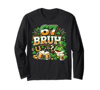 Six Seven Bruh Tee 67 St Patricks Day Outfit Shamrock Frog Long Sleeve T-Shirt