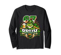 Six Seven Bruh Tee 67 St Patricks Day Outfit Shamrock Frog Long Sleeve T-Shirt