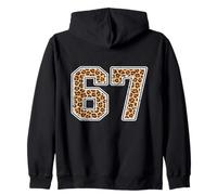 Six Seven Collage Jersey Player Sport Leopard Print 67 Zip Hoodie