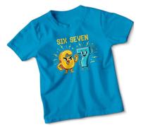 Six Seven Counting Numbers Kids T-Shirt Pixel Art Educational Play Tee for Boys Girls 7-8 Years Azure Blue
