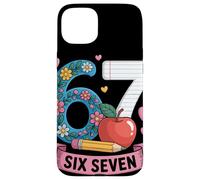 Six Seven Floral Notebook Pencil Middle School Teacher Case for iPhone 15 Plus