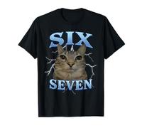 Six Seven Funny Cat Meme Silly Kitten Feline for Teenage Boy T-Shirt