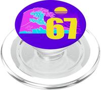 Six Seven Funny Kids Meme Colorful Waves Sun Vapourwave PopSockets PopGrip for MagSafe