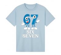 Six Seven Funny Meme Boys and Girls T Shirt 67 Numbers Kids Graphic T-Shirt Educational Learning Tee Sky Blue 9-11Y