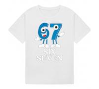 Six Seven Funny Meme Boys and Girls T Shirt 67 Numbers Kids Graphic T-Shirt Educational Learning Tee White 12-13Y