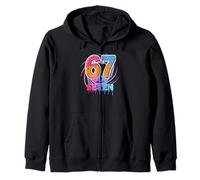Six Seven Ice-Cream Drip 6 7 Gen Slang trending Meme Graphic Zip Hoodie