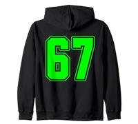Six Seven Lime Green Varsity Sports Team Jersey ON THE BACK Zip Hoodie