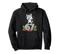 Six Seven Meme Dabbing Baby Wolf 67 Funny Gen Z Apha Pullover Hoodie