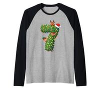 Six Seven Meme Gen Alpha Slang 67 Santa's Elf Christmas Tree Raglan Baseball Tee