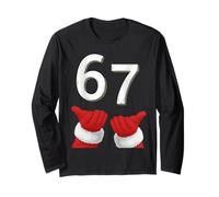 Six Seven Meme Gen Alpha Slang 67 Santa's Hands Christmas Long Sleeve T-Shirt