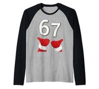 Six Seven Meme Gen Alpha Slang 67 Santa's Hands Christmas Raglan Baseball Tee