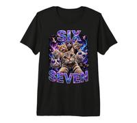 Six Seven Meme Space Galaxy Cute Cats Bootleg Premium T-Shirt