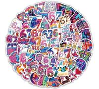 Six Seven Meme Stickers Pack of 60, Neon Doodle Funny Stickers for Adults, Premium Vinyl Laptop Sticker Pack, Waterproof Decals for Laptop, Phone, Journal, Skateboard, Unique Gift for Teens