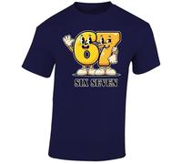 Six Seven Mens T-Shirt Comedy Blue Number Six and Seven Characters Amusing Smiling Faces Humorous Math Joke Graphic Design Casual Party Wear Navy Blue - Youth X-Small (Age 3-4)