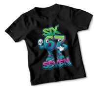 Six Seven Numbers Brainrot Cartoon Characters National Numeracy Number Day Kids T-Shirt Playful Graphic Tee for Boys and Girls 12-13 Years Black